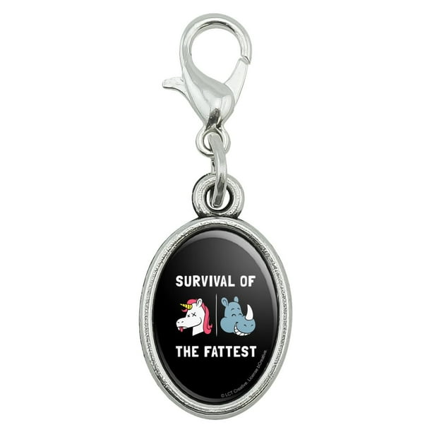 GRAPHICS & MORE Survival of The Fattest Unicorn Chubby Rhino Fittest Pun Funny Humor Antiqued Bracelet Pendant Zipper Pull Charm with Lobster Clasp GRAPHICS & MORE Survival of The Fattest Unicorn Chubby Rhino Fittest Pun Funny Humor Antiqued Bracelet Pendant Zipper Pull Charm with Lobster Clasp